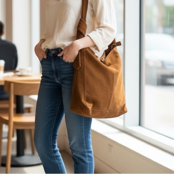 J. Jill Handbags - NWT J Jill Cognac Brown Suede Large Hobo Bag
